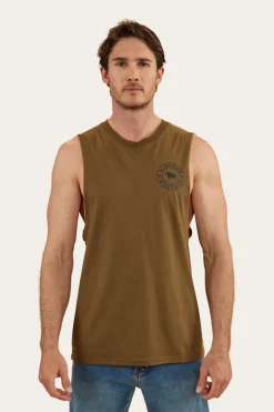 Signature Bull Mens Muscle Tank - Military Green
