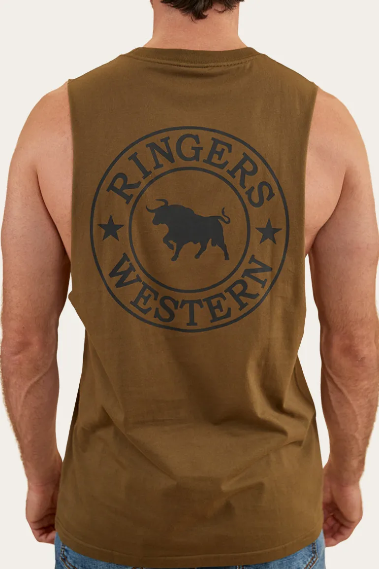 Signature Bull Mens Muscle Tank - Military Green