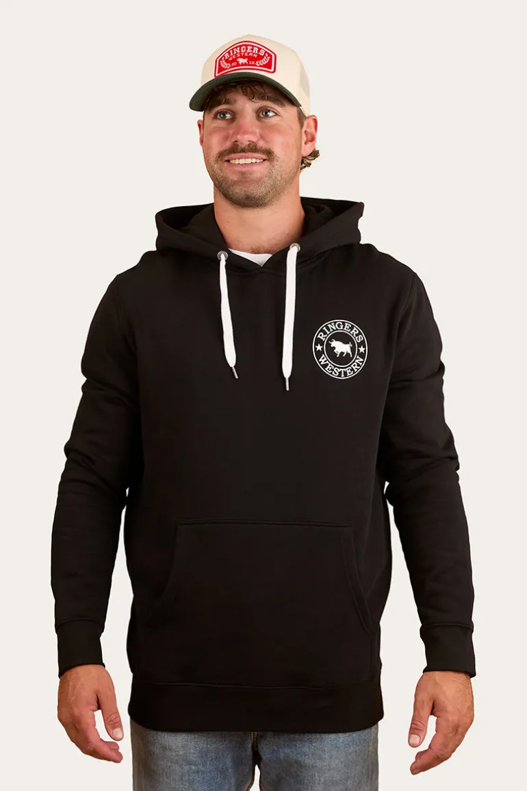 Signature Bull Mens Pullover Hoodie - Black/White