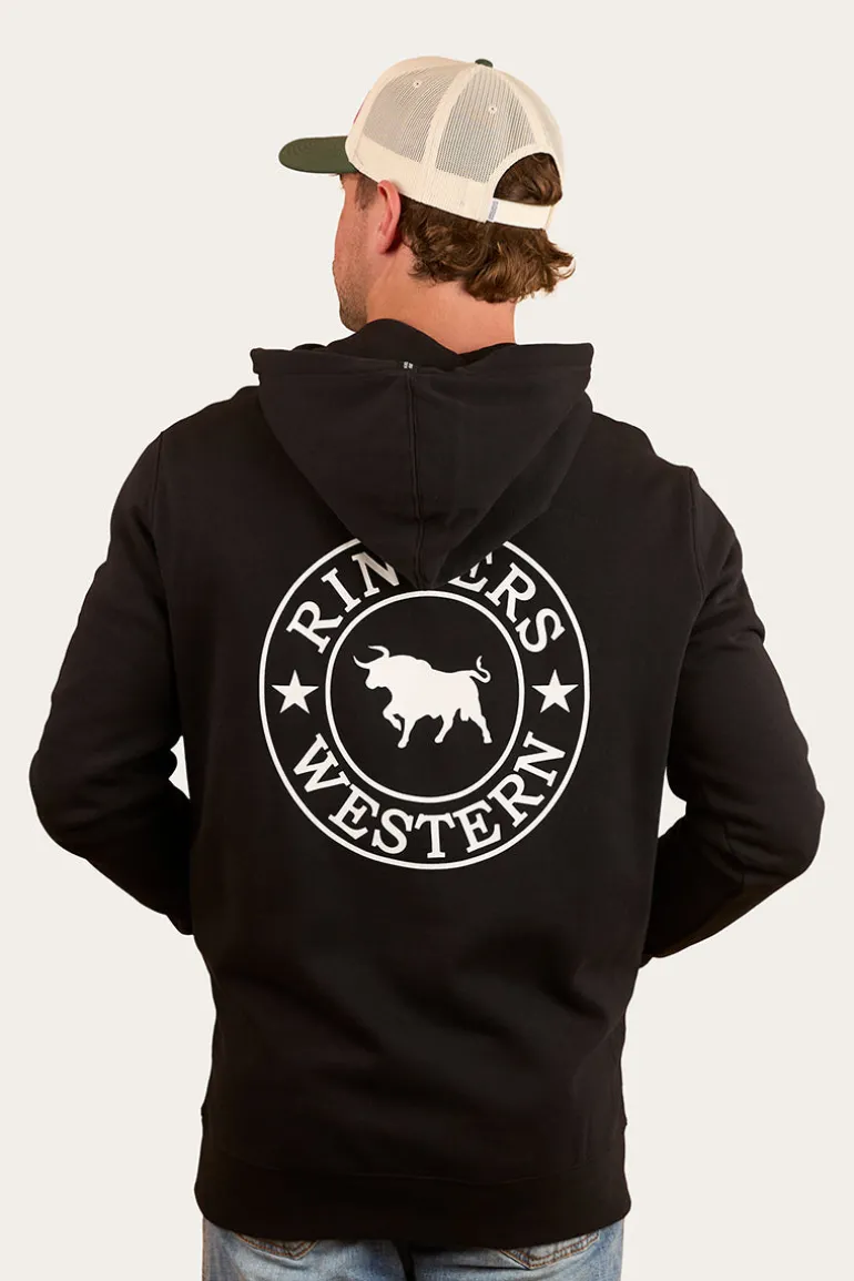 Signature Bull Mens Pullover Hoodie - Black/White