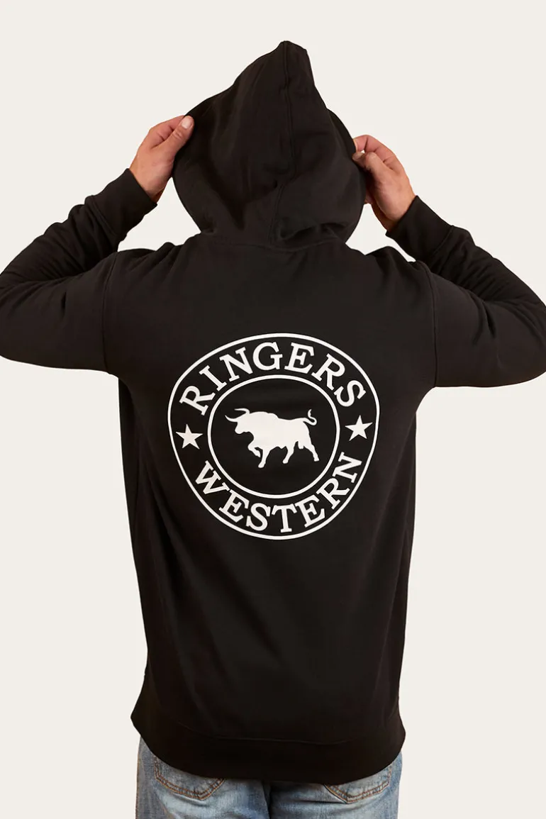 Signature Bull Mens Pullover Hoodie - Black/White