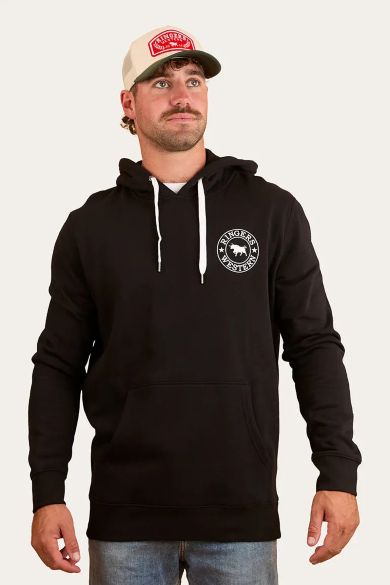 Signature Bull Mens Pullover Hoodie - Black/White