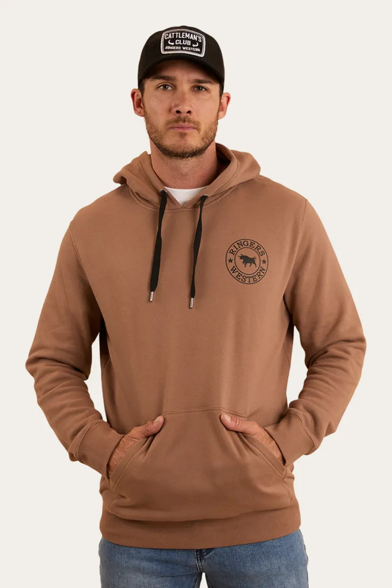 Signature Bull Mens Pullover Hoodie - Almond / Black