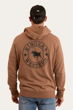Signature Bull Mens Pullover Hoodie - Almond / Black