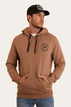 Signature Bull Mens Pullover Hoodie - Almond / Black