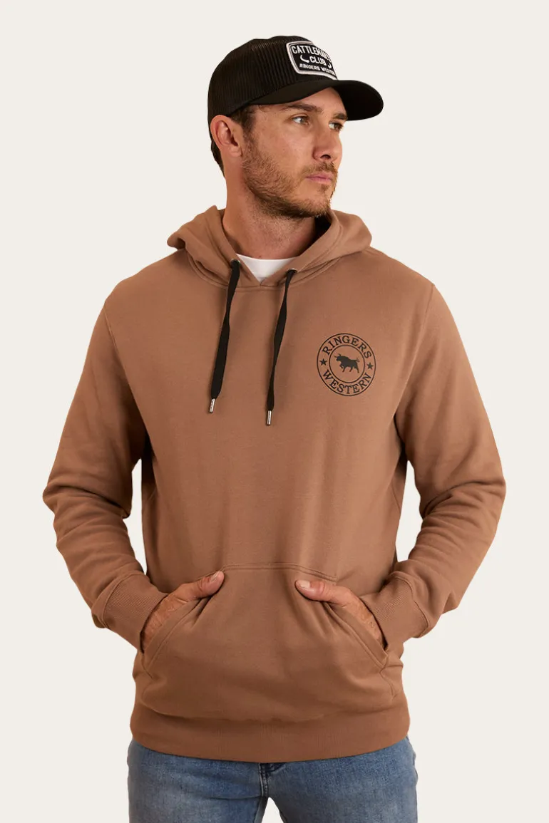 Signature Bull Mens Pullover Hoodie - Almond / Black