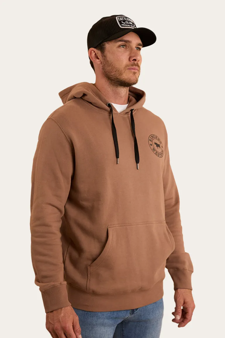 Signature Bull Mens Pullover Hoodie - Almond / Black