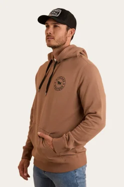 Signature Bull Mens Pullover Hoodie - Almond / Black