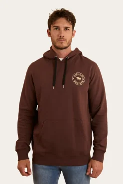 Signature Bull Mens Pullover Hoodie - Chocolate / Dark Sand