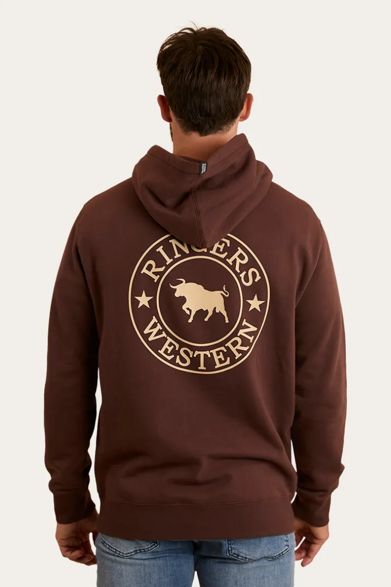 Signature Bull Mens Pullover Hoodie - Chocolate / Dark Sand