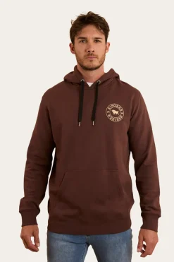 Signature Bull Mens Pullover Hoodie - Chocolate / Dark Sand