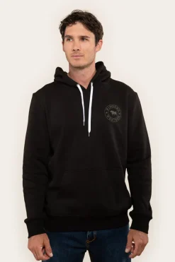 Signature Bull Mens Pullover Hoodie - Black/Military Green