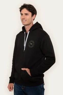 Signature Bull Mens Pullover Hoodie - Black/Military Green