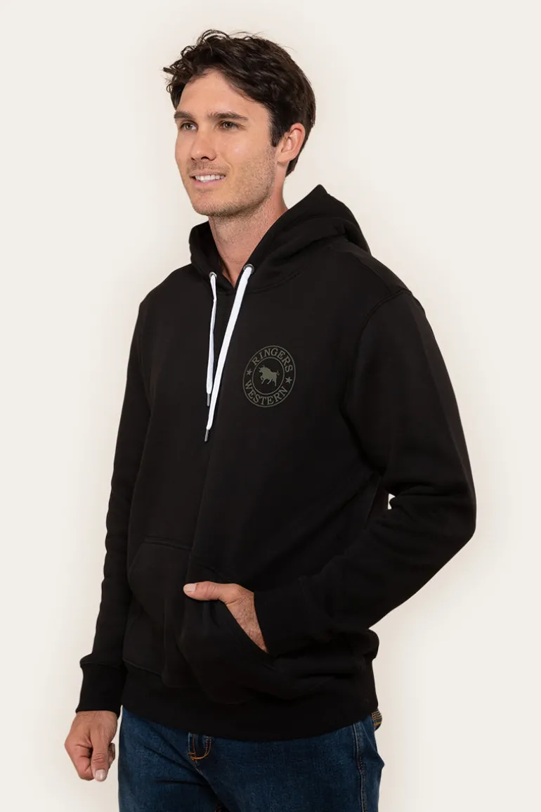 Signature Bull Mens Pullover Hoodie - Black/Military Green