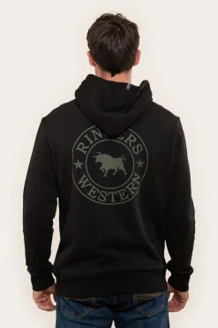 Signature Bull Mens Pullover Hoodie - Black/Military Green