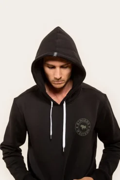 Signature Bull Mens Pullover Hoodie - Black/Military Green