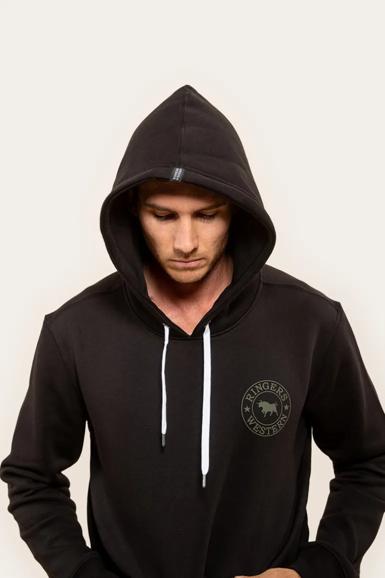 Signature Bull Mens Pullover Hoodie - Black/Military Green