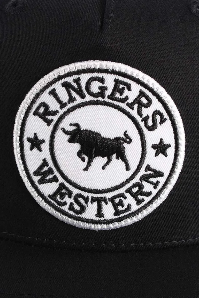 Signature Bull Trucker Black with Black & White Patch