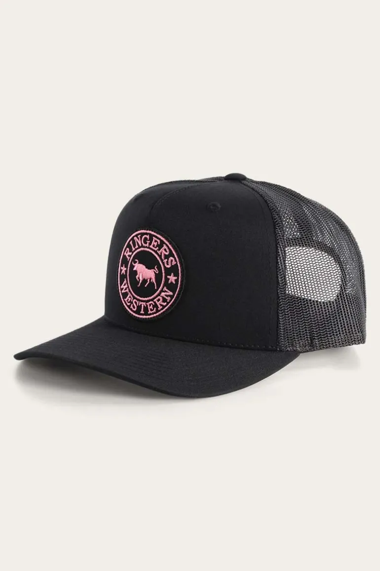 Signature Bull Trucker Black with Black & Pink Patch