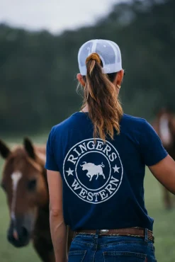 Signature Bull Womens Classic Fit T-Shirt - Navy/White
