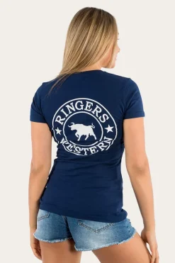 Signature Bull Womens Classic Fit T-Shirt - Navy/White
