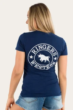 Signature Bull Womens Classic Fit T-Shirt - Navy/White