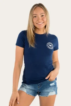Signature Bull Womens Classic Fit T-Shirt - Navy/White