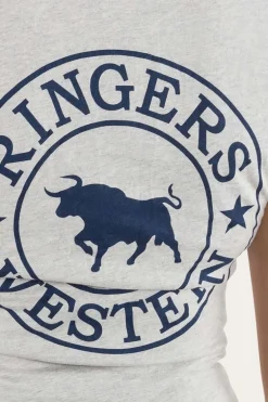 Signature Bull Womens Classic Fit T-Shirt - Grey Marle/Navy