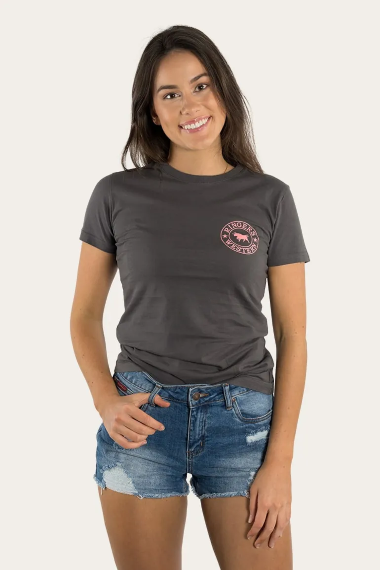 Signature Bull Womens Classic Fit T-Shirt - Vintage Black/Strawberry
