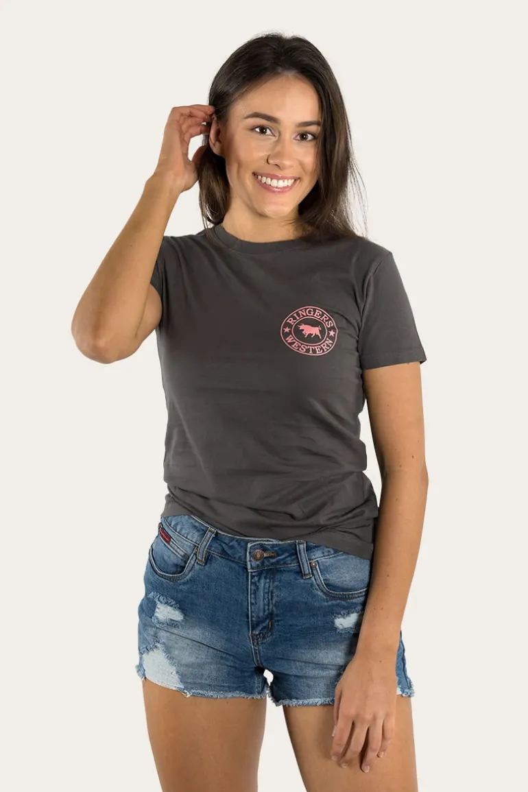 Signature Bull Womens Classic Fit T-Shirt - Vintage Black/Strawberry