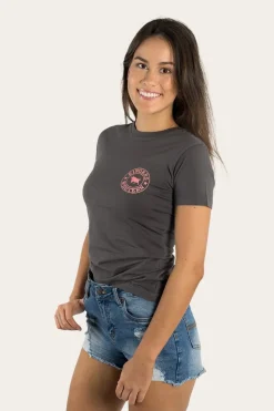 Signature Bull Womens Classic Fit T-Shirt - Vintage Black/Strawberry