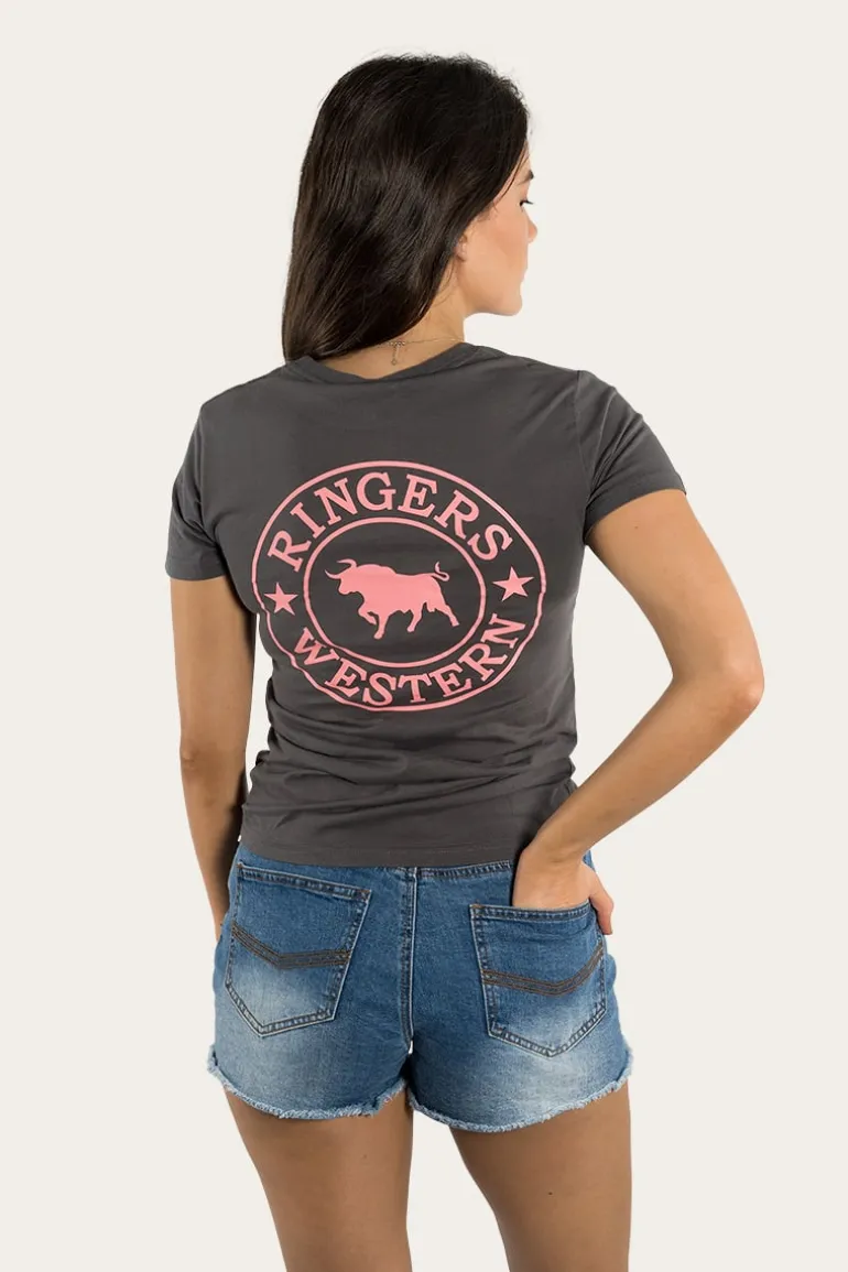 Signature Bull Womens Classic Fit T-Shirt - Vintage Black/Strawberry