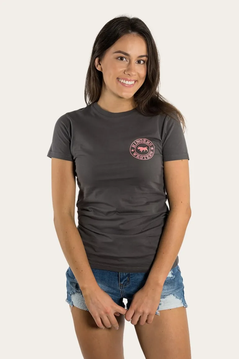 Signature Bull Womens Classic Fit T-Shirt - Vintage Black/Strawberry