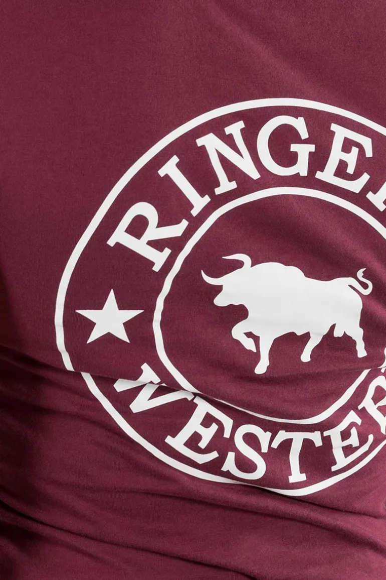 Signature Bull Womens Classic Fit T-Shirt - Burgundy/White