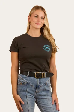 Signature Bull Womens Classic Fit T-Shirt - Charcoal / Aqua