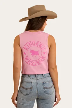 Signature Bull Womens Crop Muscle Tank - Pastel Pink