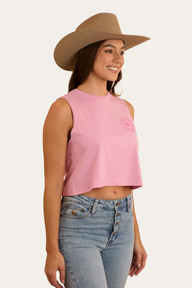Signature Bull Womens Crop Muscle Tank - Pastel Pink