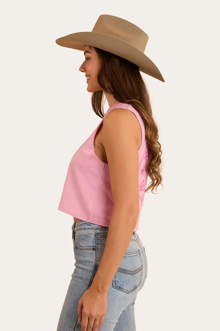 Signature Bull Womens Crop Muscle Tank - Pastel Pink