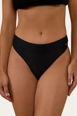 Signature Bull Womens High Waist Bikini Bottom - Black