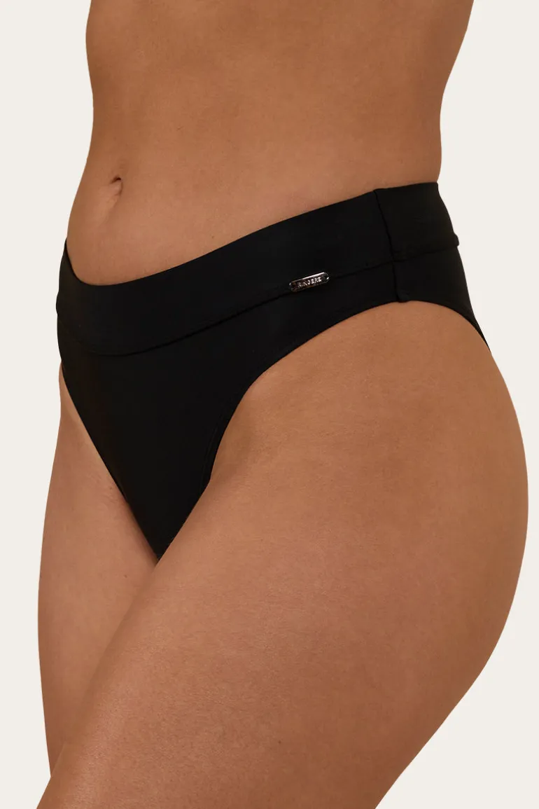 Signature Bull Womens High Waist Bikini Bottom - Black