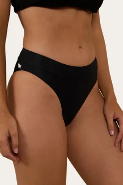 Signature Bull Womens High Waist Bikini Bottom - Black