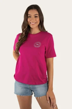 Signature Bull Womens Loose Fit T-Shirt - Magenta/Silver
