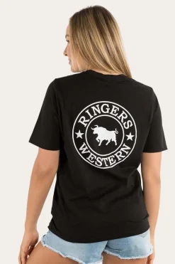 Signature Bull Womens Loose Fit T-Shirt - Black/White