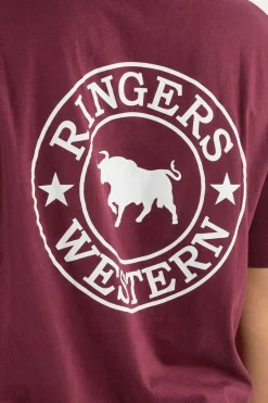 Signature Bull Womens Loose Fit T-Shirt - Burgundy/White
