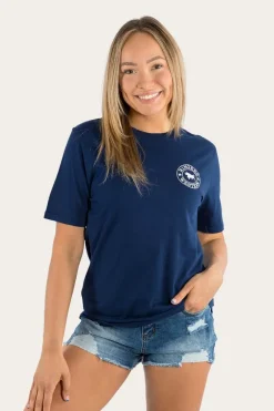 Signature Bull Womens Loose Fit T-Shirt - Navy/White