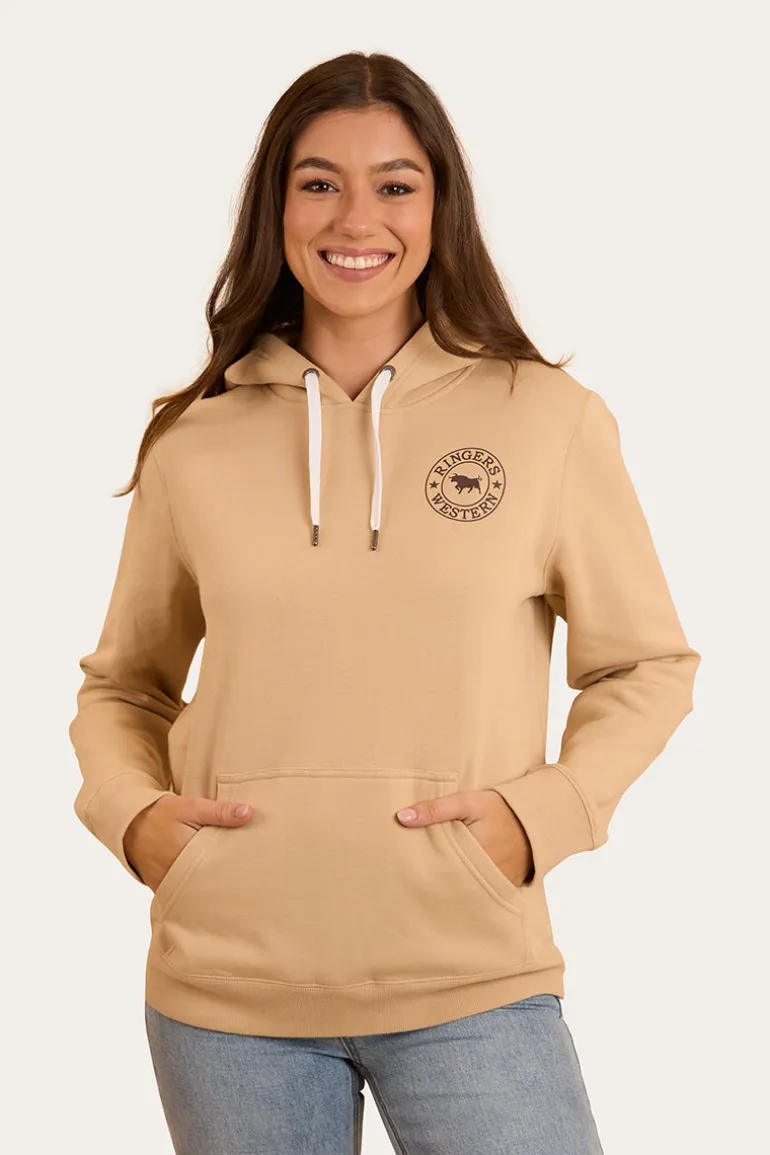 Signature Bull Womens Pullover Hoodie - Dark Sand / Chocolate