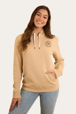 Signature Bull Womens Pullover Hoodie - Dark Sand / Chocolate