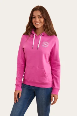 Signature Bull Womens Pullover Hoodie - Candy/White