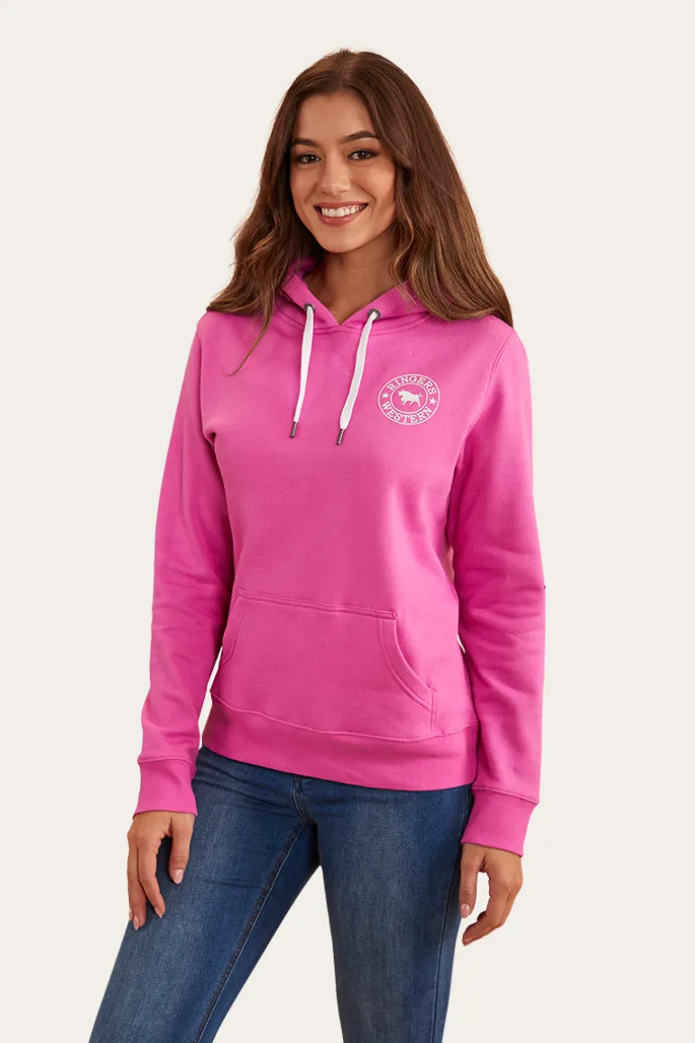 Signature Bull Womens Pullover Hoodie - Candy/White