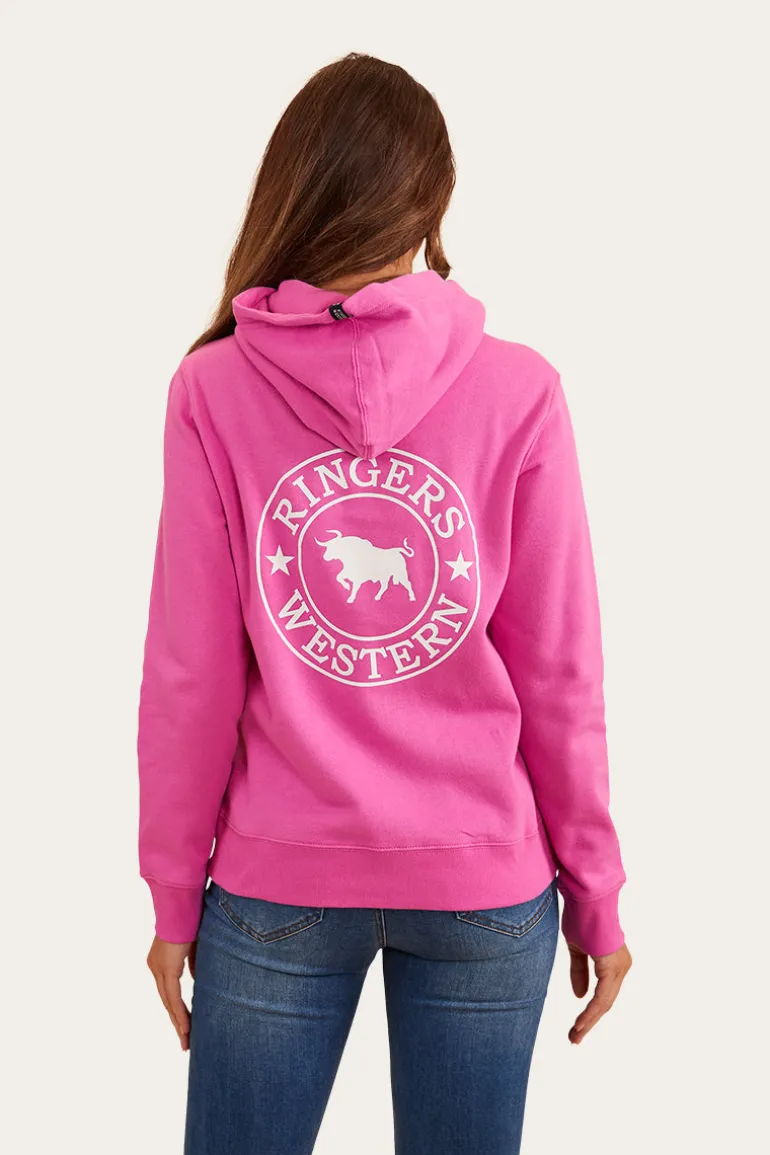 Signature Bull Womens Pullover Hoodie - Candy/White